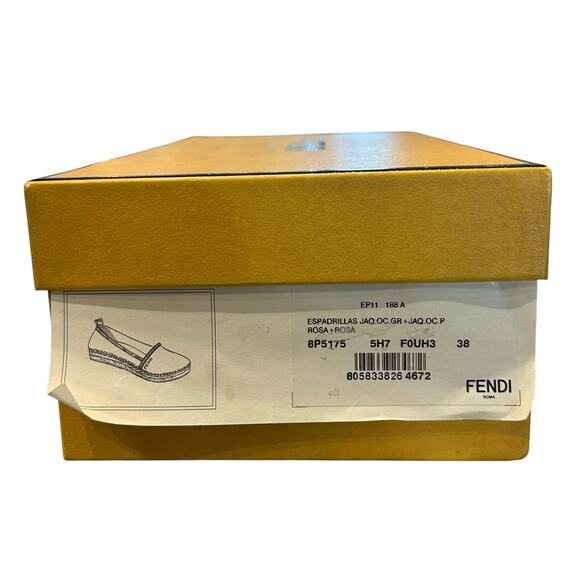 Fendi Pink Black White Monster Eyes Canvas Slip On Espdrilles Womens 38 / US 8 - Picture 8 of 8